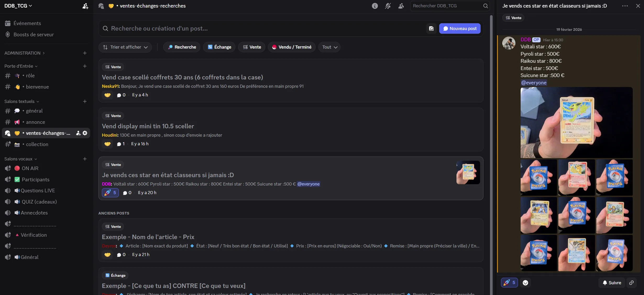 Vente échange et collection de cartes